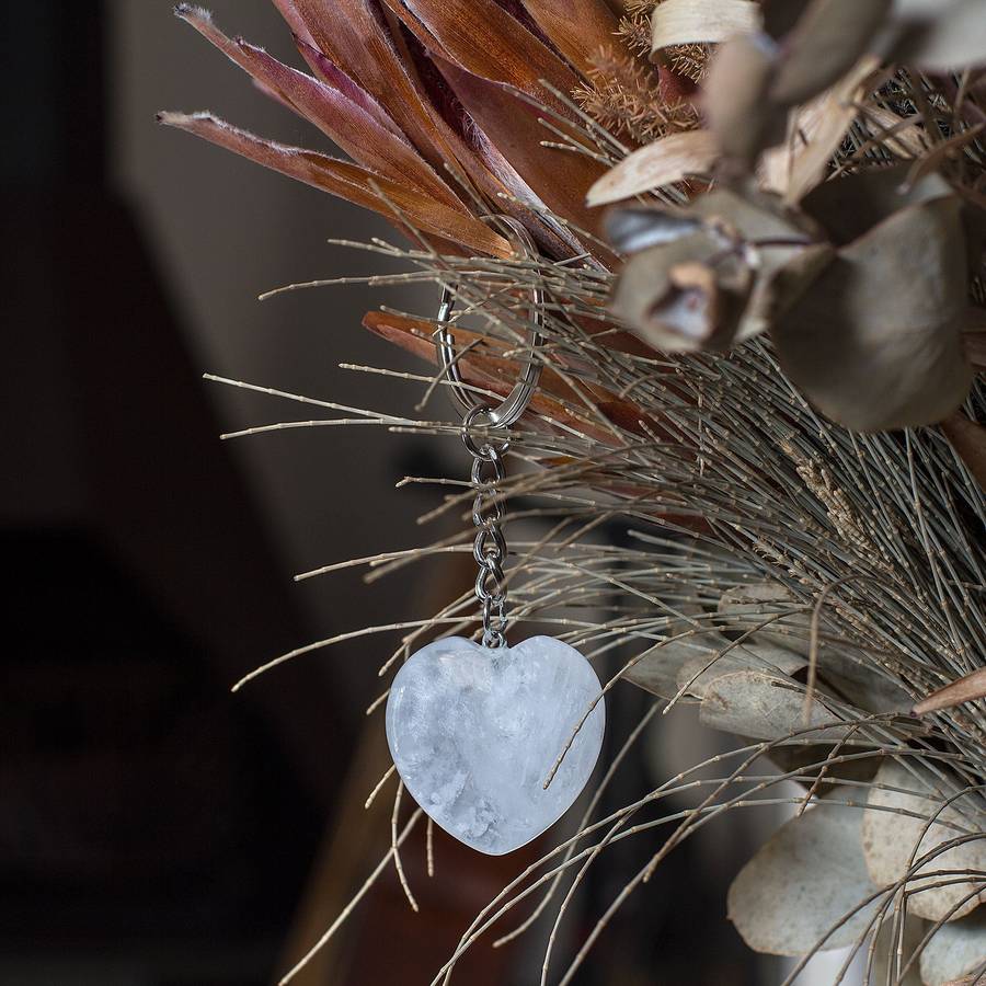 Heart Keyring - Clear Quartz