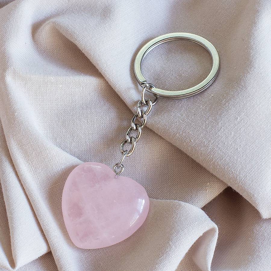 Heart Keyring - Rose Quartz