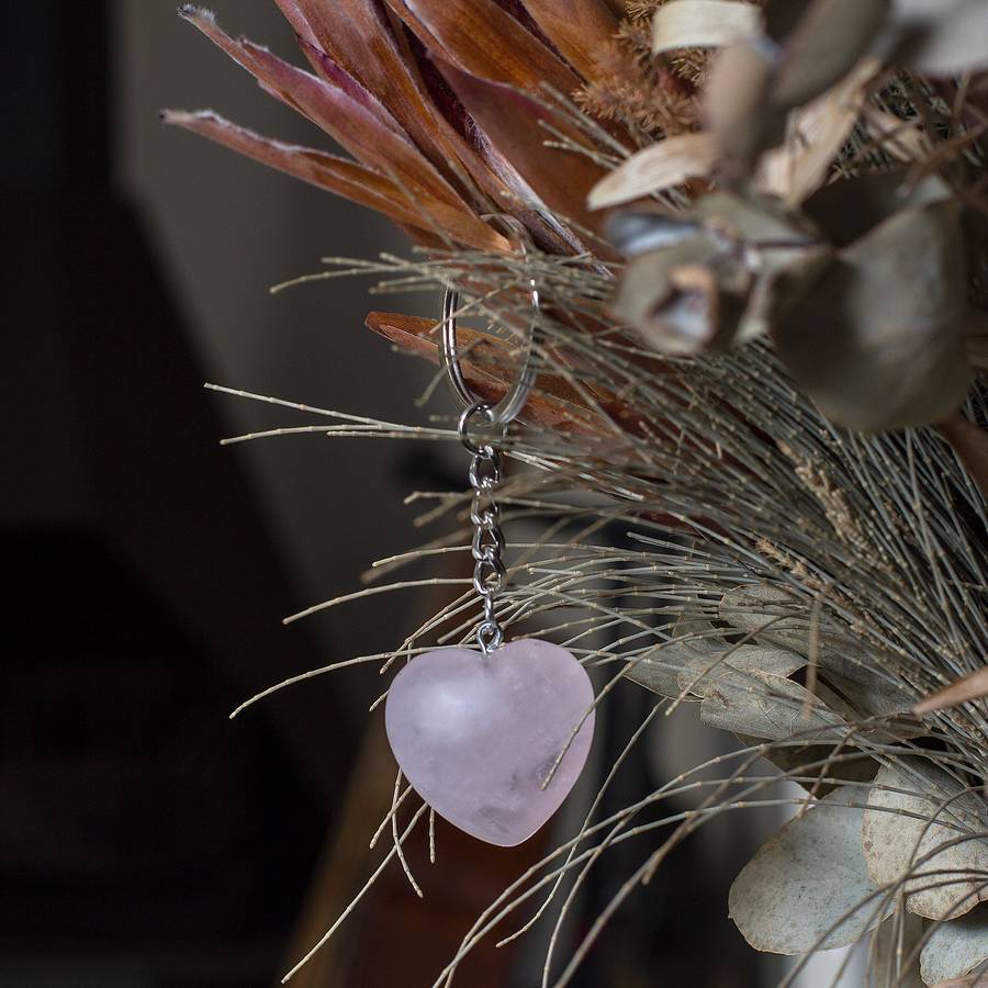 Heart Keyring - Rose Quartz
