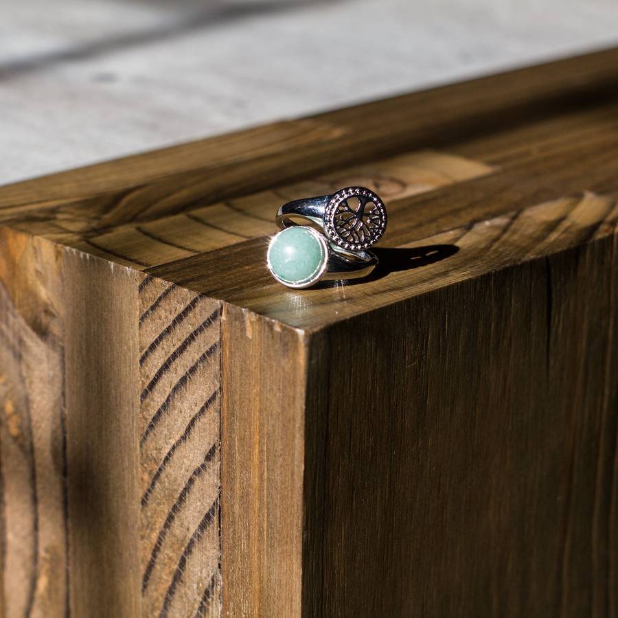 Tree of Life Adjustable Ring - Aventurine