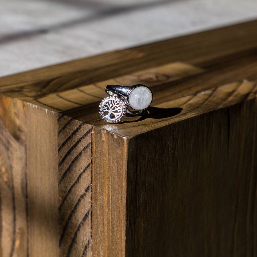 Tree of Life Adjustable Ring - Clear Quartz