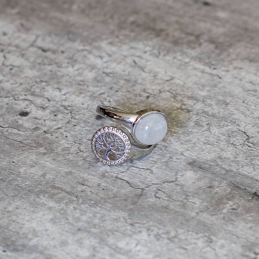 Tree of Life Adjustable Ring - Clear Quartz