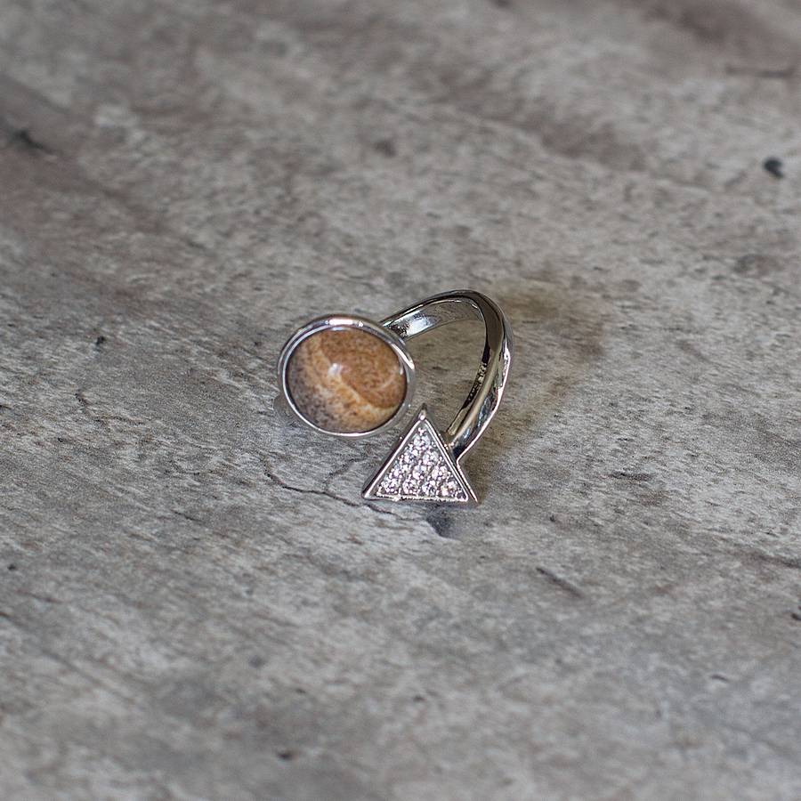 Triangle Adjustable Ring - Picture Stone