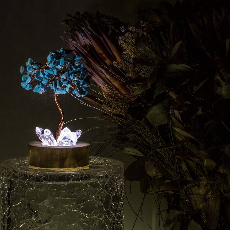 Crystal gemstone tree of life - Night light  - Turquoise