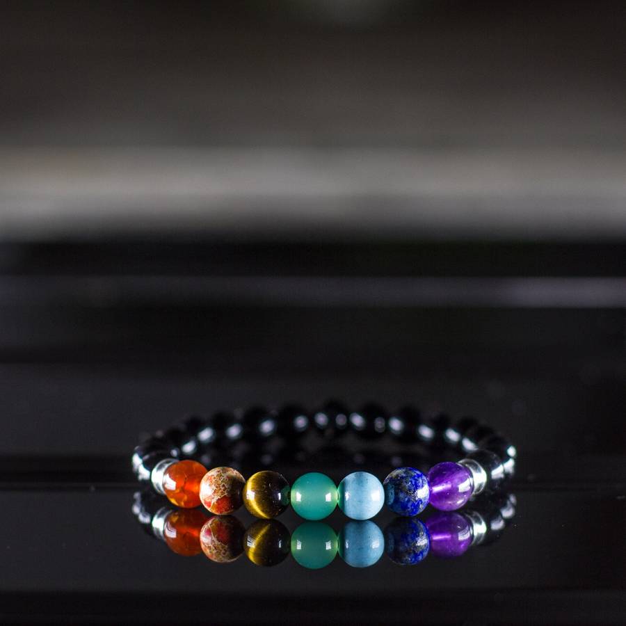 Obsidian 7 Chakra Bracelet