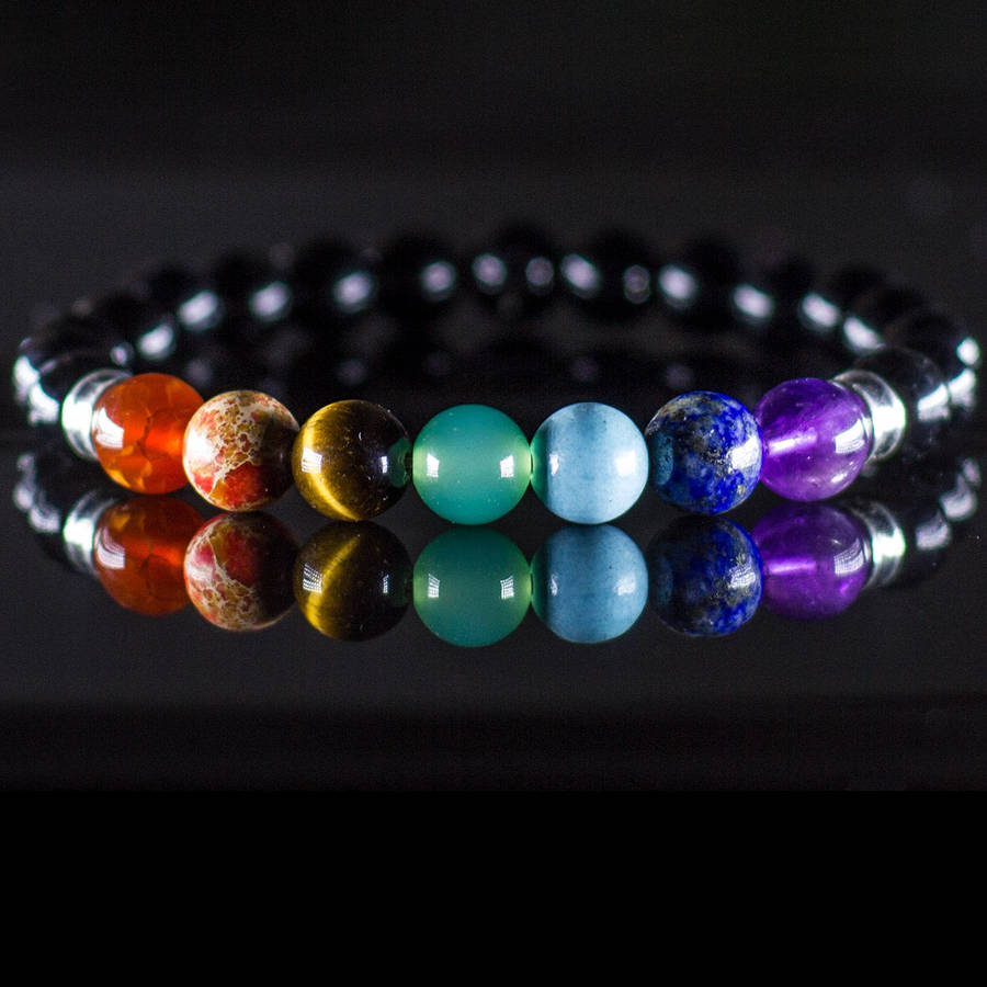 Obsidian 7 Chakra Bracelet