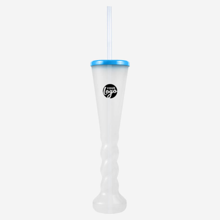 Swirl Yard Glass with Cap and Straw (Opaque )
