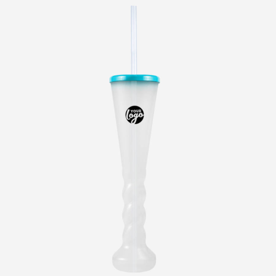 Swirl Yard Glass with Cap and Straw (Opaque )