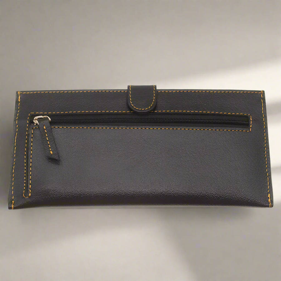 Sleek Black Leather Ladies Wallet