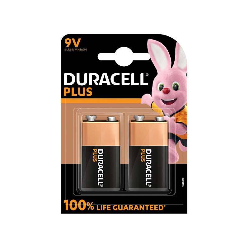 DURACELL Plus Battery 9v Rectangular ( Pack of 2 )