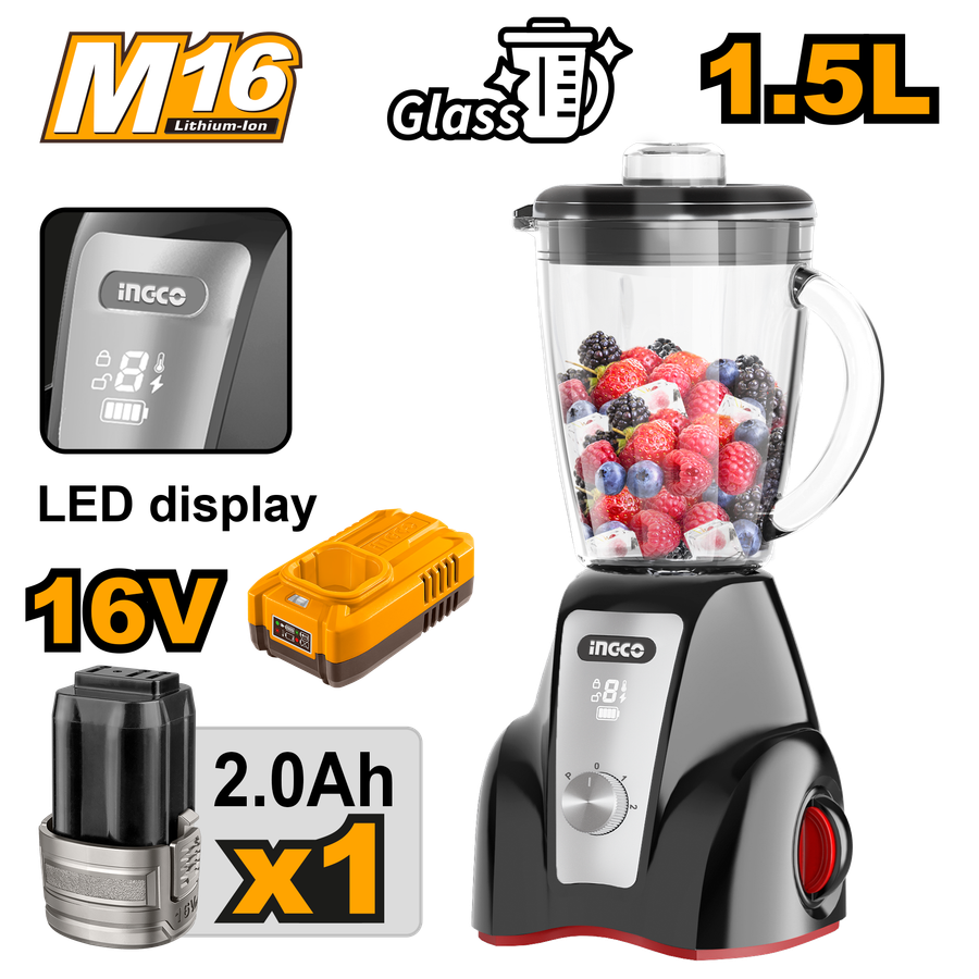 Ingco Cordless Stand Blender 300W I.5L 16V Kit