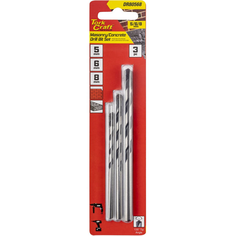 Tork Craft Drill Bit Masonry/Concrete 3Pc Set 5-6-8Mm -