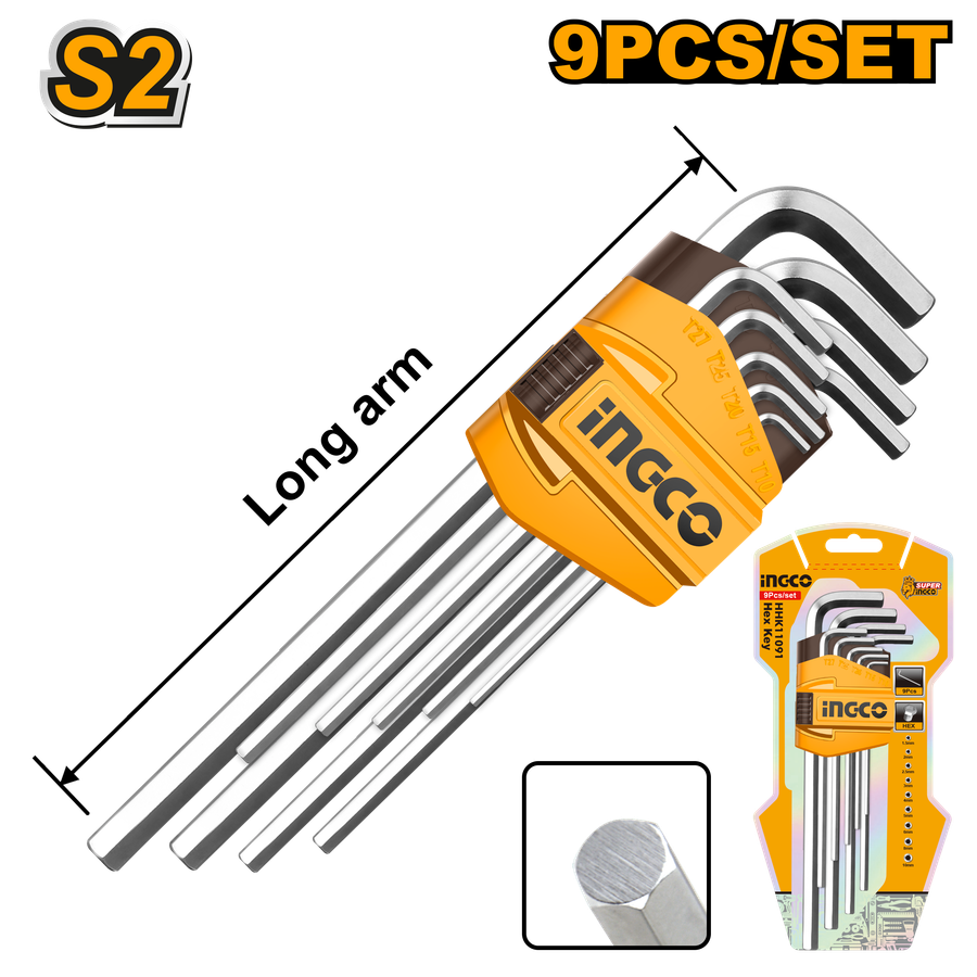 Ingco A/Key 9Pc 1.5-10Mm Long Crv