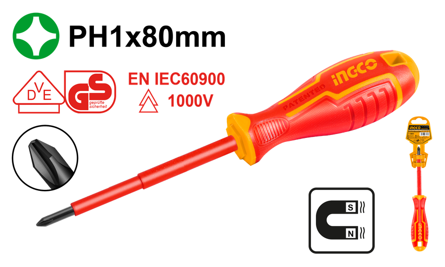 Ingco S/Driver Ph1X80Mm Ins. Cr-V