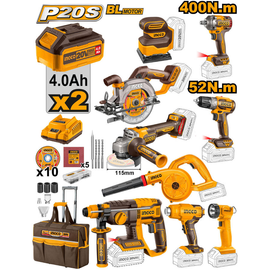 Special - Ingco 9 Piece Cordless Industrial Combo Kit