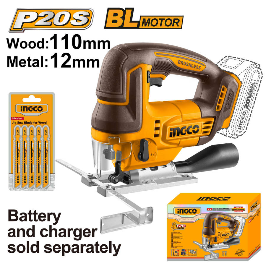 Ingco Cordless Jig Saw Brushless 20V (Tool only)