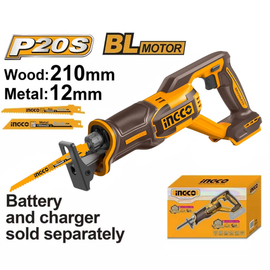 Ingco Cordless Reciprocating Saw Brushless 20V (Tool only)