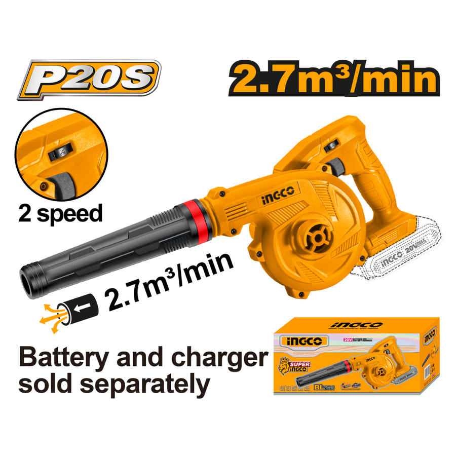 Ingco Cordless Blower 20V (Tool only) - Variable Speed