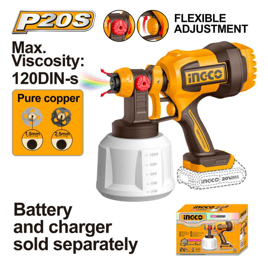 Ingco Cordless Spray Gun 1L 20V (Tool only)