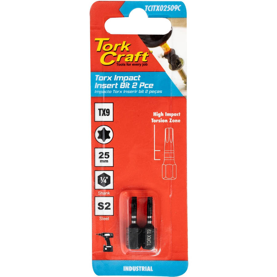 Tork Craft Torx Tx 9 Impact Insert Bit 25Mm 2Pc Carded -