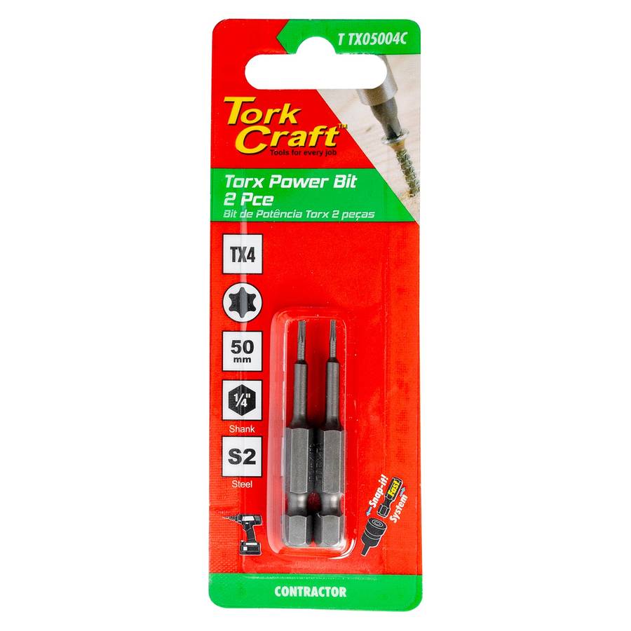 Tork Craft Torx Tx 4 Classic Power Bit 50Mm 2Pc Carded -