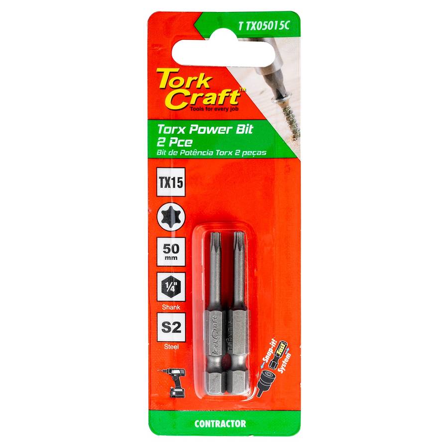 Tork Craft Torx Tx 15 Classic Power Bit 50Mm 2Pc Carded -