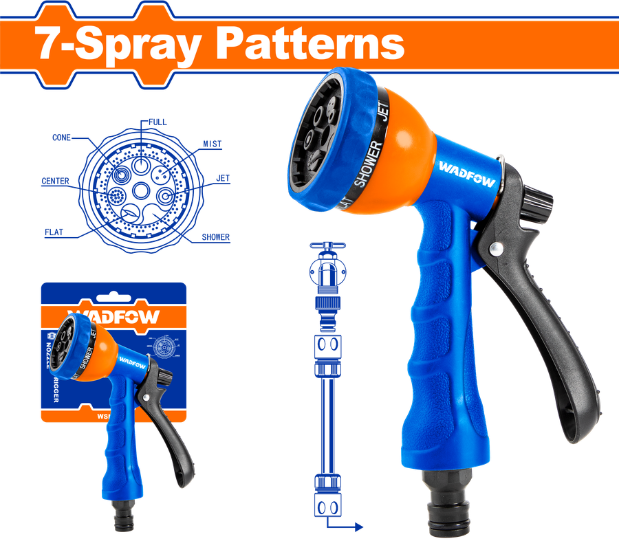 Wadfow Plastic trigger nozzle 7-Spray Patterns
