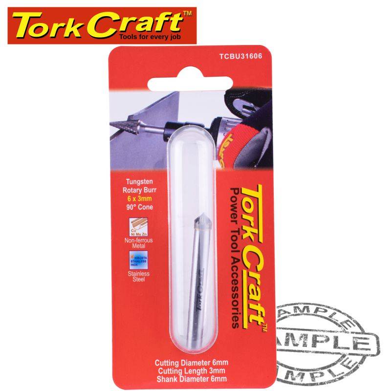 Tork Craft Rotary Burr Tungsten 6X3X6Mm 90 Degree Cone DEFAULT TITLE