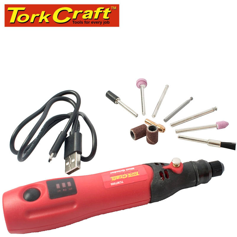 Tork Craft Mini Grinder Set Cordless 3.7V Li-Lion Usb -