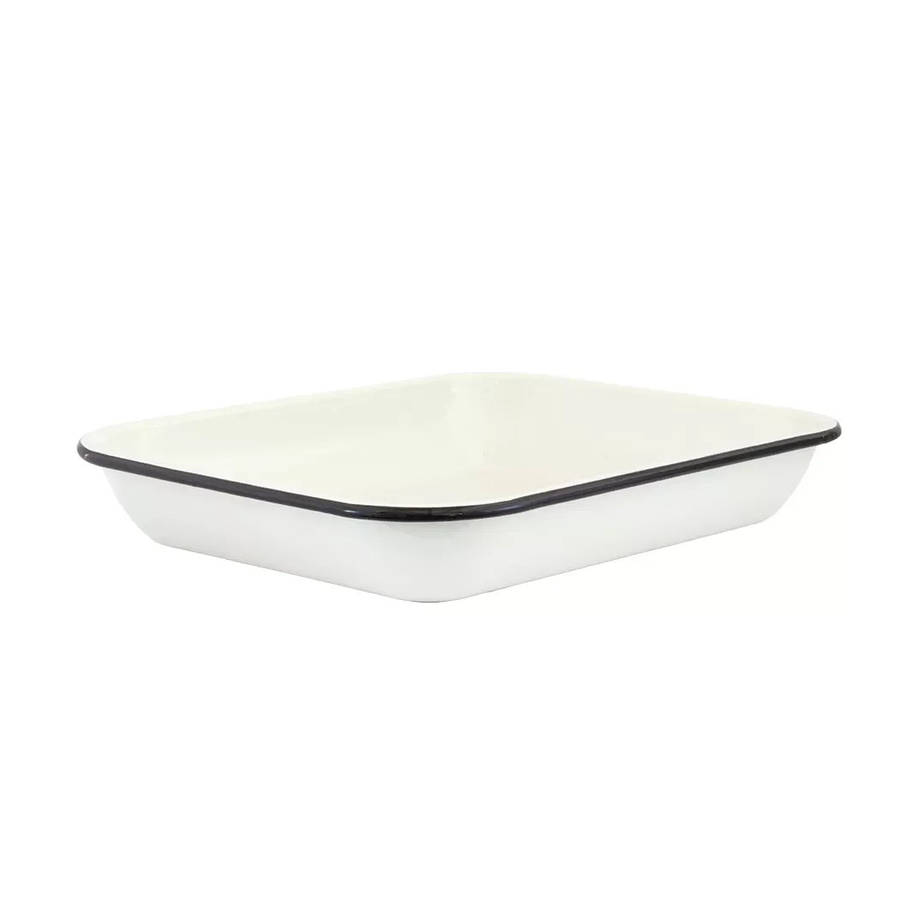 Baking Pan - Enamel Cream Black  Rim 34.5 x 27.5