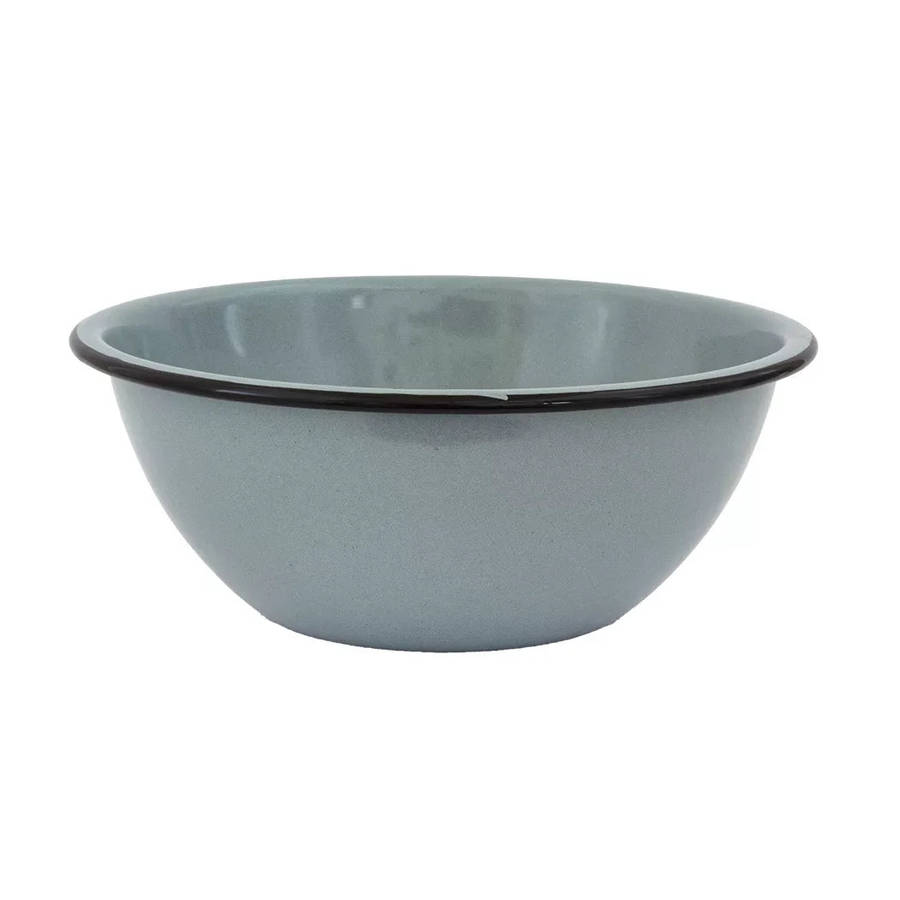 Bowl - Enamel Duckegg Black Rim 22cm