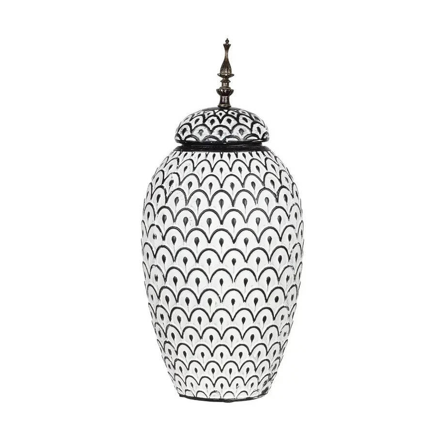 Ceramic Jar - Black & White 44cm