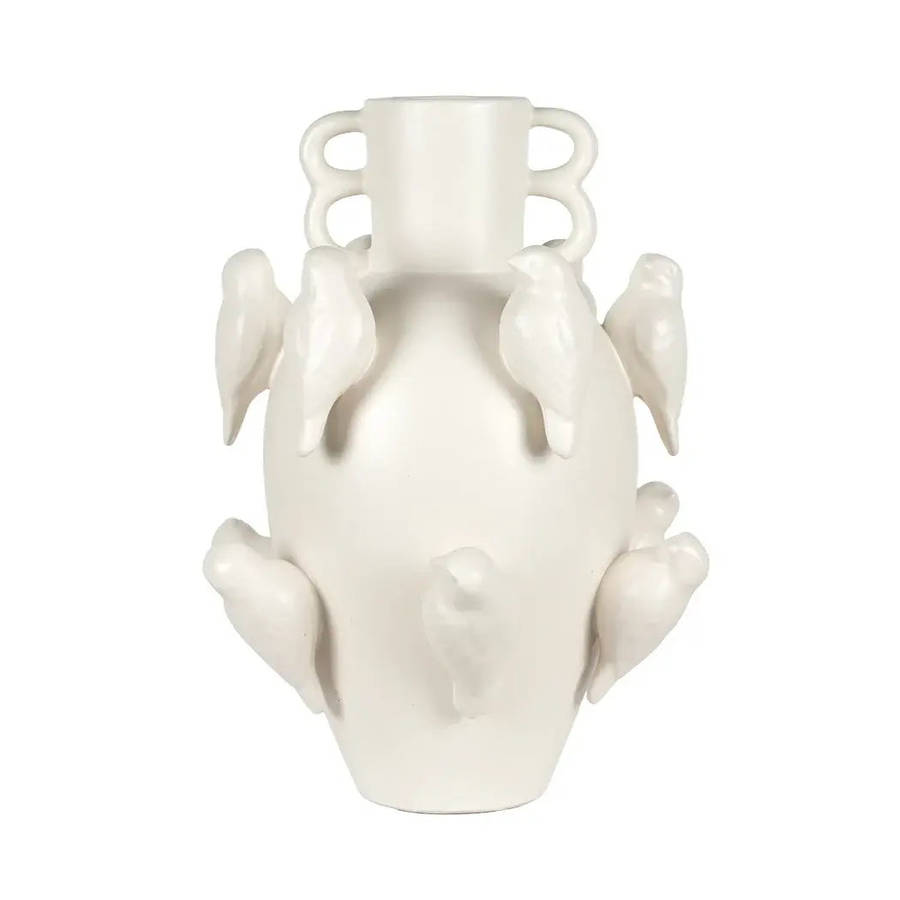 Ceramic Vase - Handled Birds 35cm