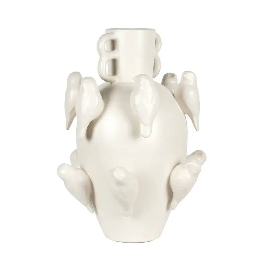 Ceramic Vase - Handled Birds 35cm