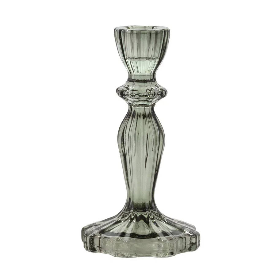 Glass Candlestick - Royal Greys 16cm