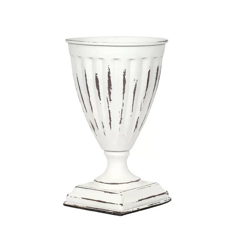 Metal Urn - White Roman 20.5cm