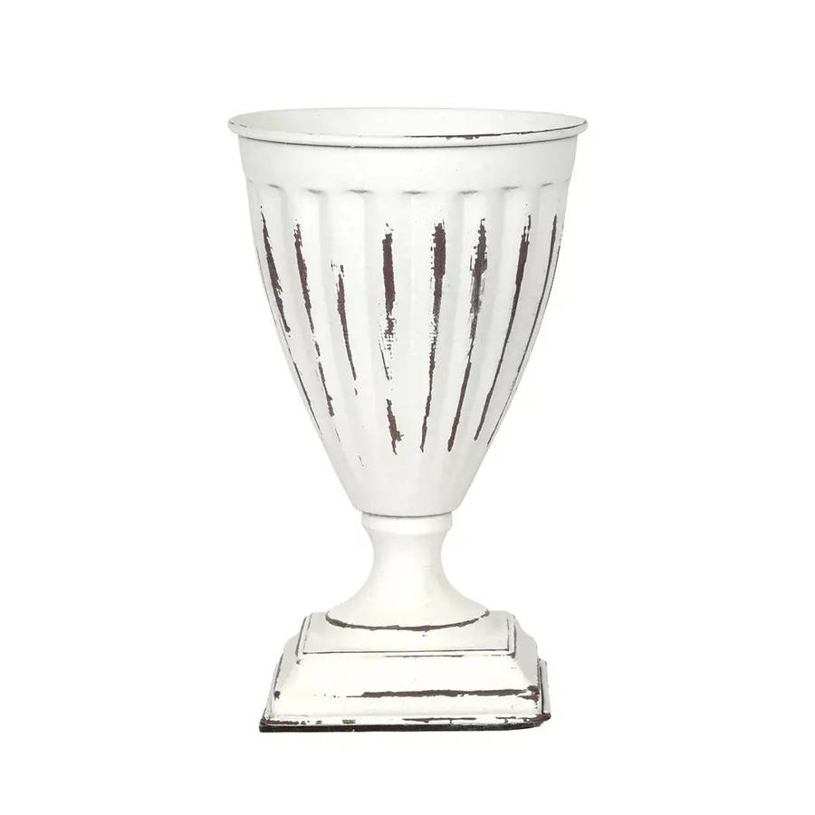 Metal Urn - White Roman 20.5cm