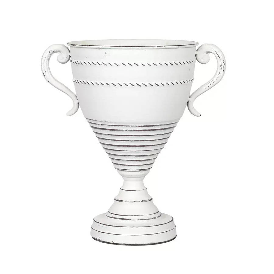 Metal Vase - White Roman 28cm