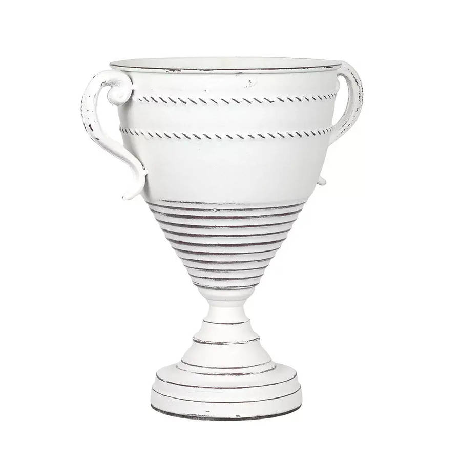 Metal Vase - White Roman 28cm