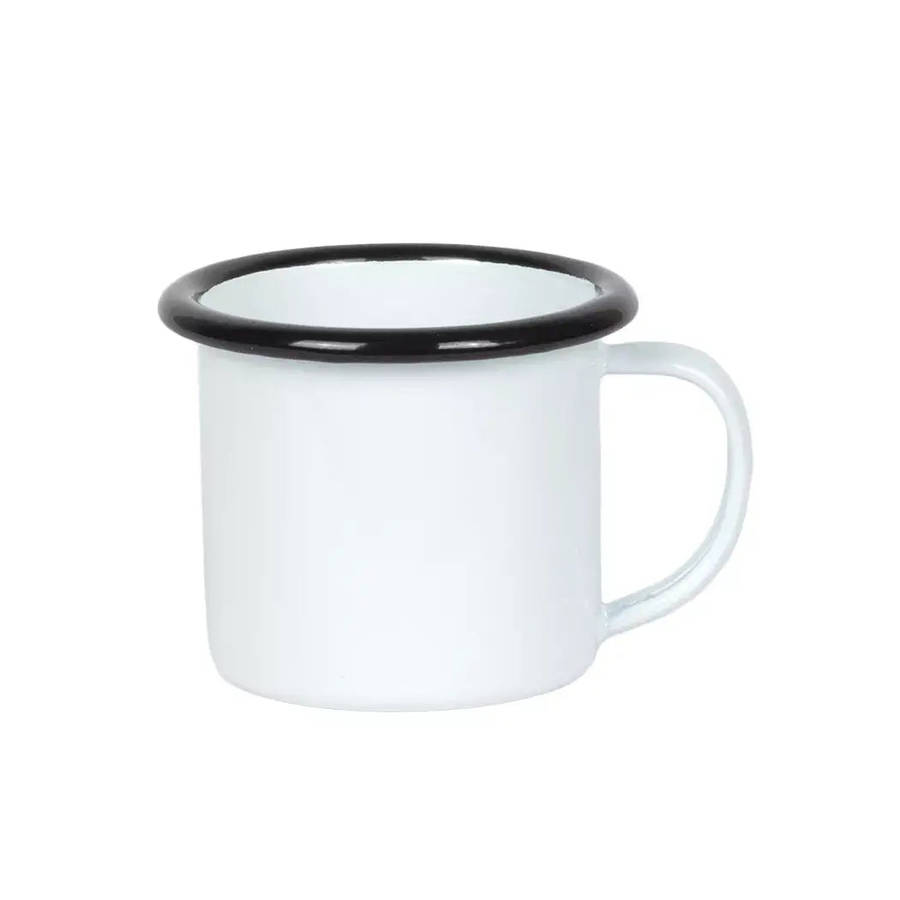 Mug - Enamel White Black Rim 125ml