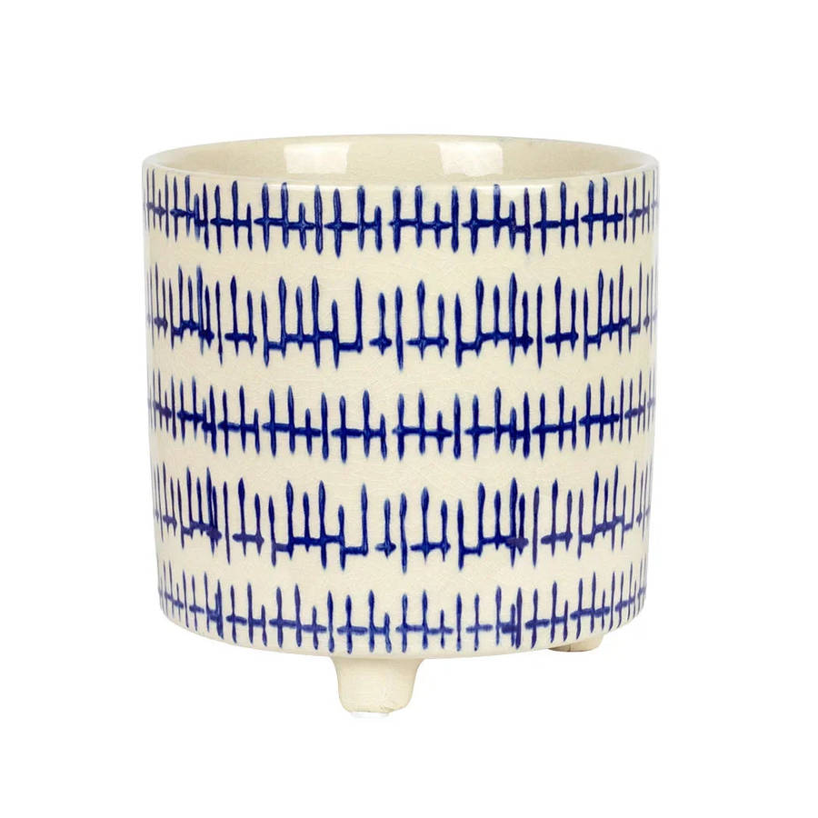 Planter - Ceramic Blue Lines on Feet