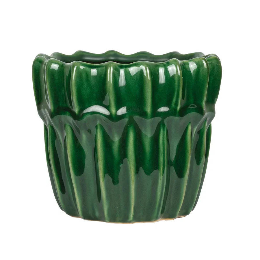 Planter - Ceramic Green Layered 14cm