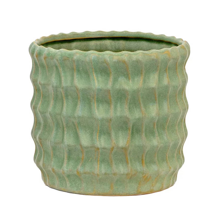 Planter - Ceramic Green Textured 15cm