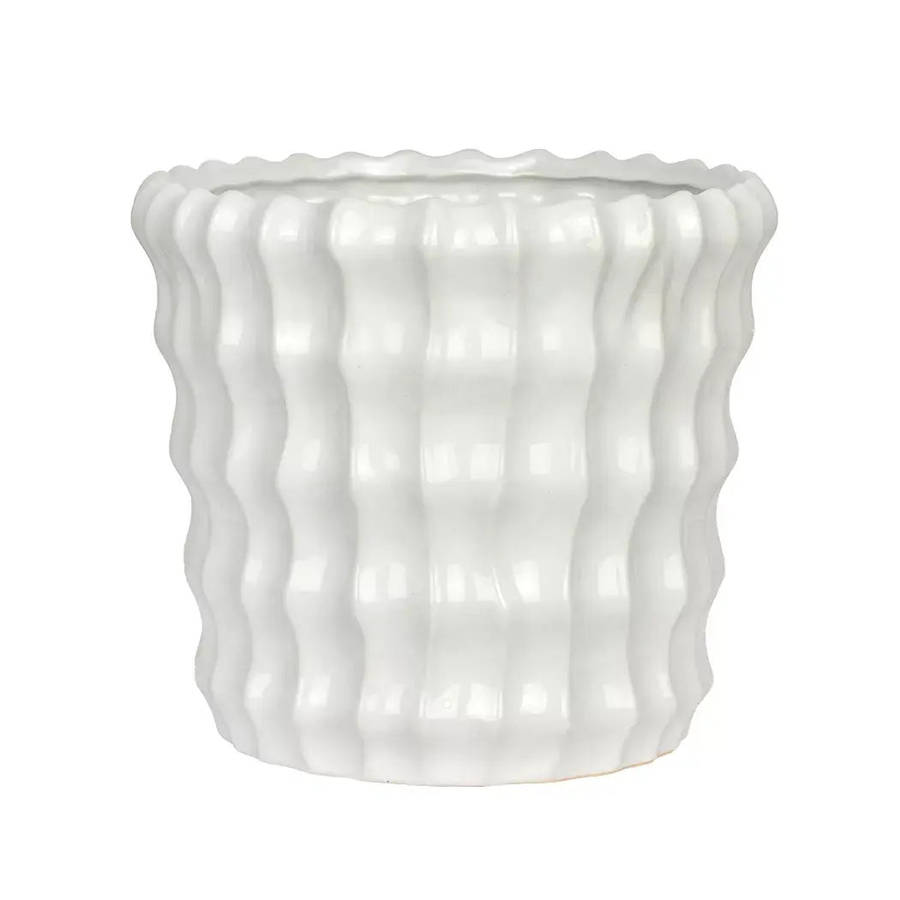 Planter - Ceramic White Textured 18.5cm