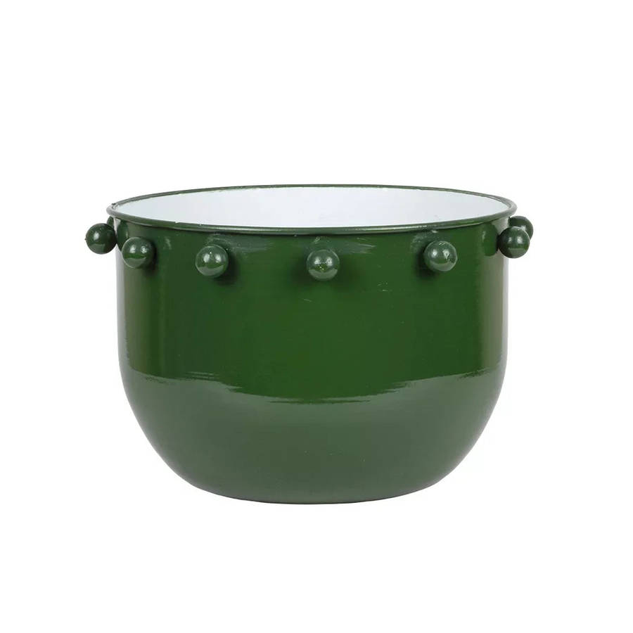 Planter - Metal Green Bobbles 13.5cm