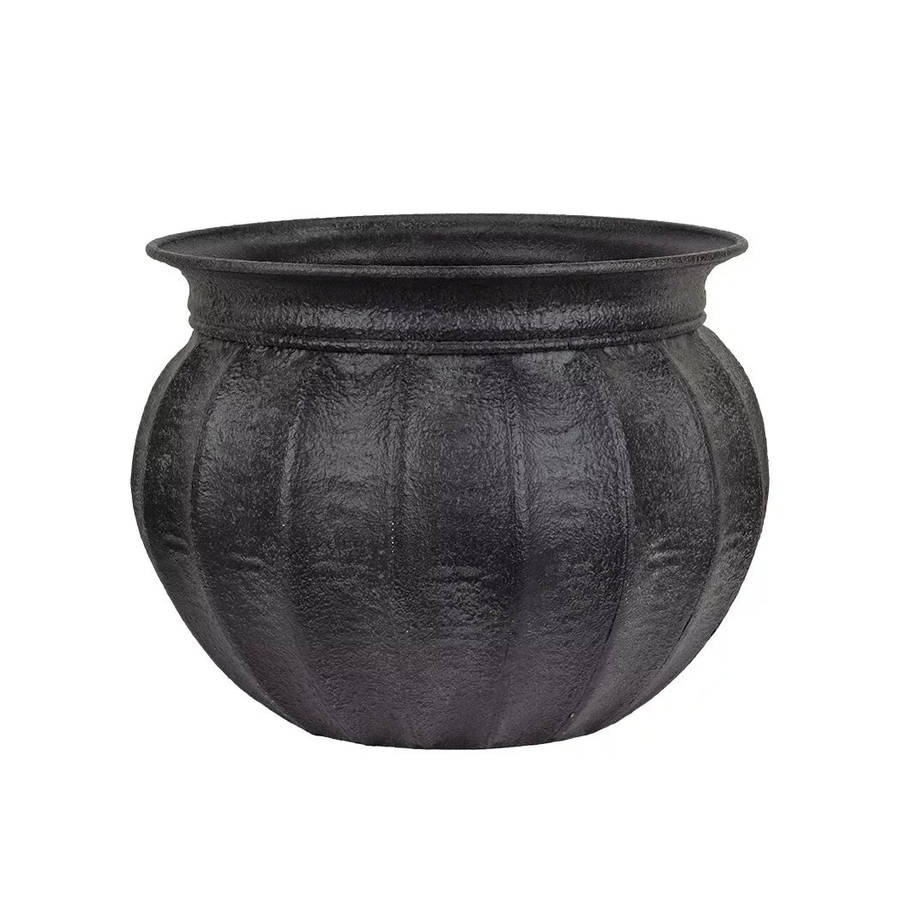 Planter - Metal Matt Black Textured 22.5cm