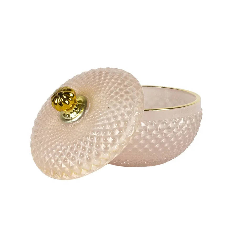 Trinket Box - Pale Pink & Gold 9cm