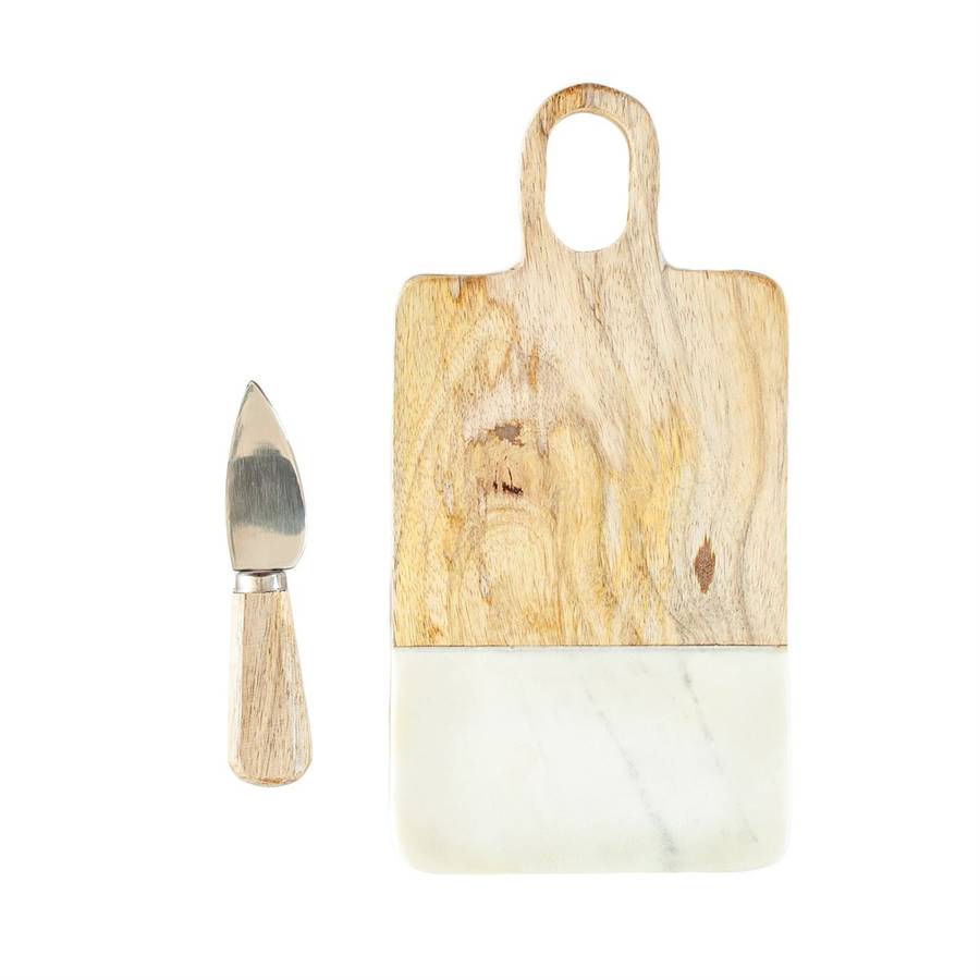 Cheese Board - Wood & Marble w/ Knife
