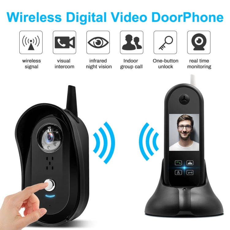 TS-999A2 Wireless Digital Video Door Phone Doorbell with 2.5 inch Display Screen & Antenna, Suppo...