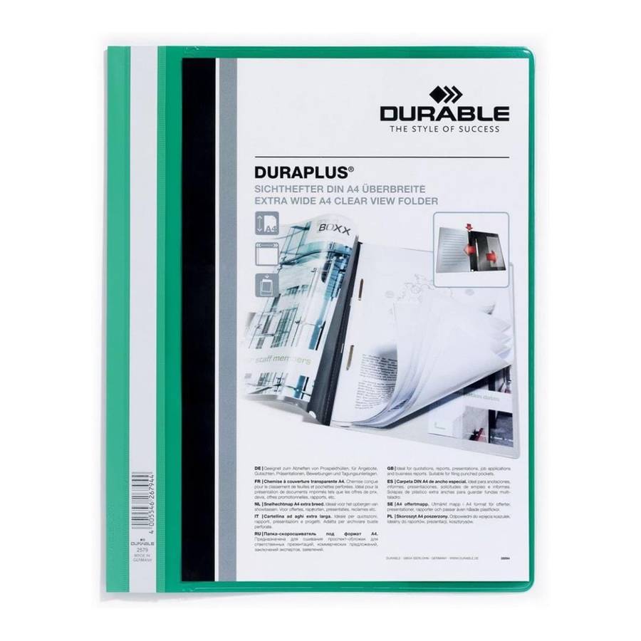 Durable A4 DURAPLUS Project Folder Document Report File 25-pack Green 257905